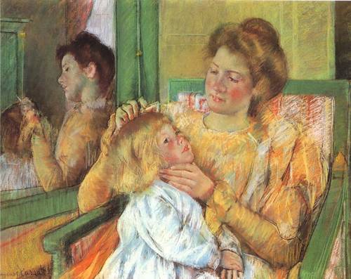 Мэри Кассат, «Мать расчесывает ребенку волосы», 1879 г.