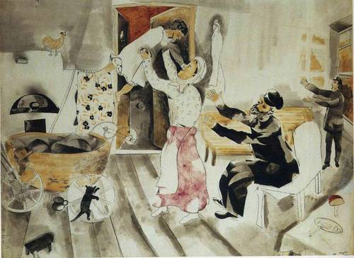 М. З. Шагал, «Визит к бабушке и дедушке», 1916 г.<br />