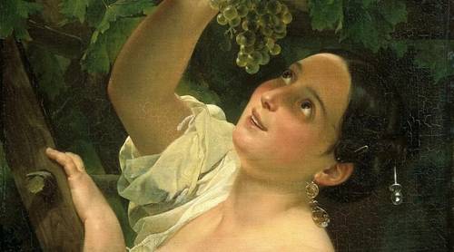 К. П. Брюллов, «Итальянский полдень ( Итальянка, снимающая виноград )» (фрагмент), 1827 г.