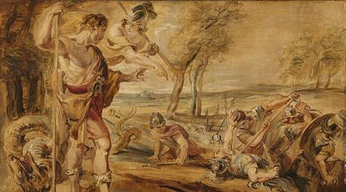 Питер Пауль Рубенс, «Кадм разбрасывает зубы дракона», 28×43 см, Рийксмузей, Амстердам, Нидерланды