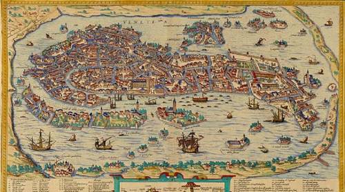 Карта Венеции работы Болоньино Зальтиери, 1565 г.