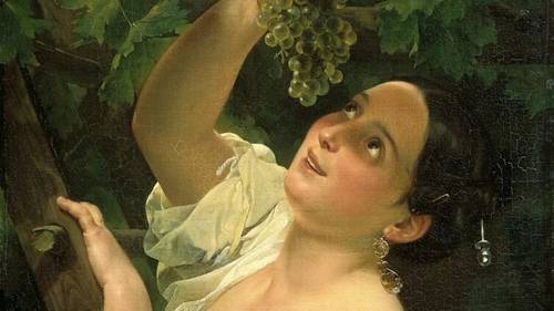 К. П. Брюллов, «Итальянский полдень (Итальянка, снимающая виноград)»  (фрагмент), 1827 г.