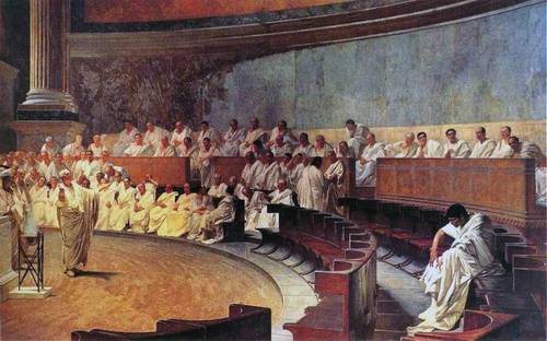 Cesare Maccari, «Цицерон произносит речь против Катилины», 1888 г.