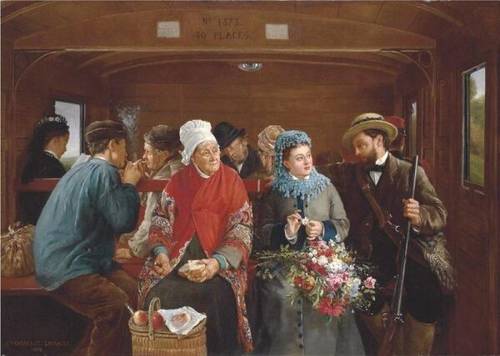 Кабалье Лассаль Камил Леопольд, В железнодорожном вагоне, 1878, 82.5 x 116.8 см, частная коллекция