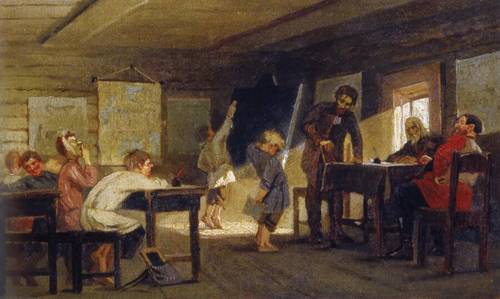 М. В. Нестеров, «Экзамен в сельской школе», 1884 г.