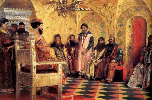 А. П. Рябушкин, «Сидение царя Михаила Федоровича с боярами в его государевой комнате», 1893 г.