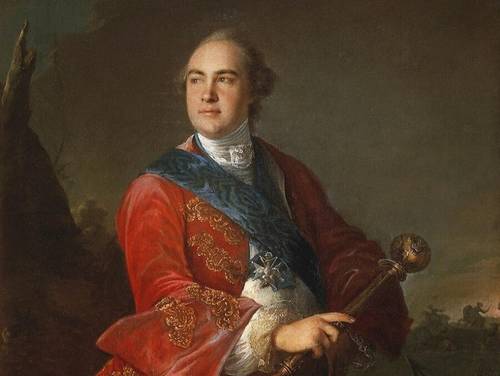 Луи Токке, «К. Г. Разумовский с гетманской булавой» (фрагмент), 1758 г.