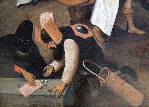 Питер Брейгель Старший, Битва поста и масленицы, 1559, фрагмент «Вафли»