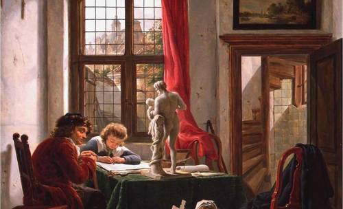 Абрахам ван Стрий, Урок рисования, фрагмент «Гипс»