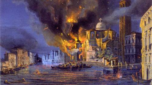 Luigi Querena, «Церковь Сан-Джеремии в Венеции, пораженная австрийской бомбардировкой 1849 года», ок. 1850 г.