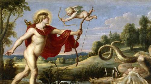 Аполлон и Пифон в форме дракона на картине Питера Пауля Рубенса