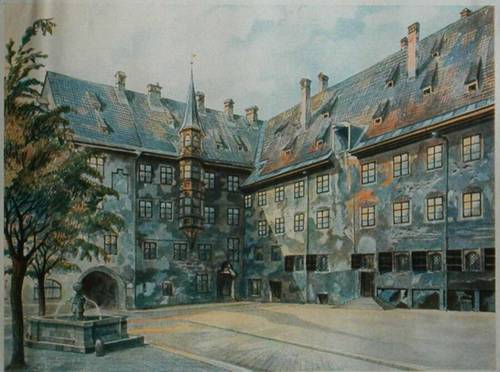 А. Гитлер, «Внутренний двор старой резиденции в Мюнхене», 1914 г.