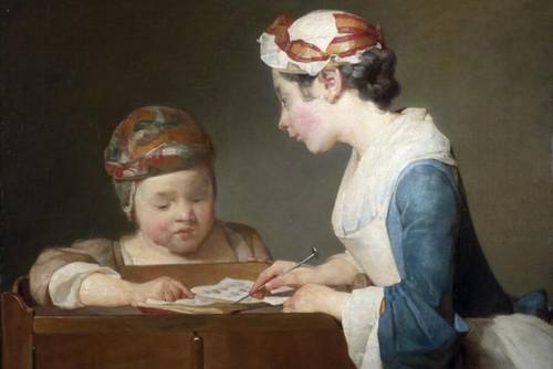 Жан Батист Симеон Шарден, «Молодая учительница» (фрагмент), 1740-е гг.