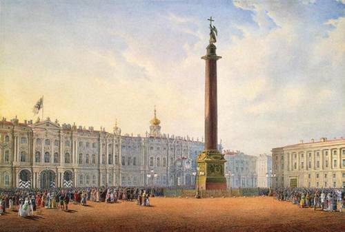 Вид Дворцовой площади в Санкт-Петербурге, Василий Садовников, около 1847 г.