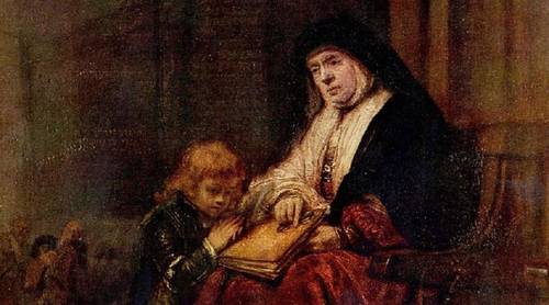Харменс ван Рейн Рембрандт, «Тимофей и его бабушка» (фрагмент), 1648 г.