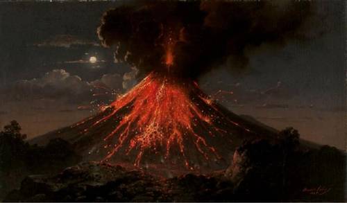 Раден Салех, «Ночное извержение вулкана Мерапи», 1865 г.