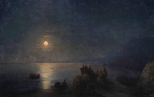 И. К. Айвазовский, «Поэты на побережье лунной ночью в Древней Греции», 1886 г.