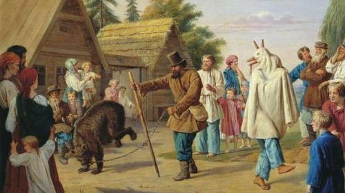 Ф. Н. Рисс. Скоморохи в деревне. 1857.