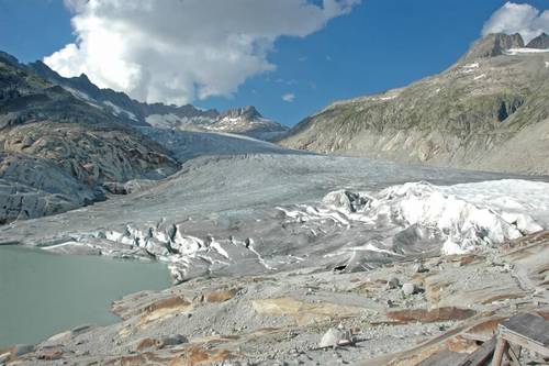 Тающий Ронский ледник в Швейцарии