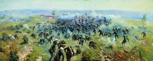 М. Б. Греков, «Атака лейб-гвардии Гренадерского полка на турецкие позиции под Горным Дубняком 12 октября 1877 года», 1914 г.