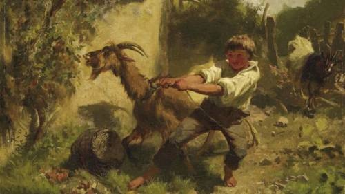 Рудольф Коллер, «Мальчик и козы», 1858 г.