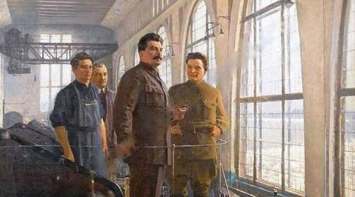 А. Н. Самохвалов, «Сталин и Киров на Волховстрое» (фрагмент), 1950 г.