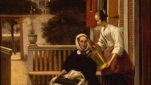 Питер де Хох,  «Женщина и служанка», фрагмент 1657 г.