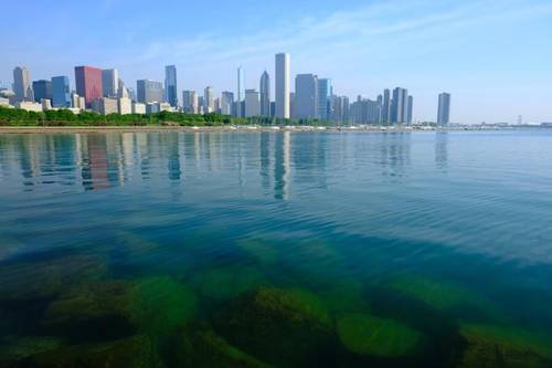 Город Чикаго, вид с озера Мичиган, штат Иллинойс