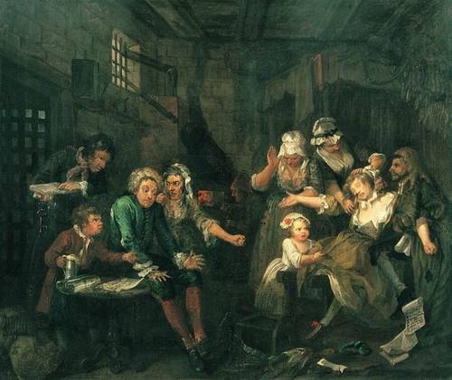 Уильям Хогарт, «Карьера мота. Тюрьма», 1733 г.
