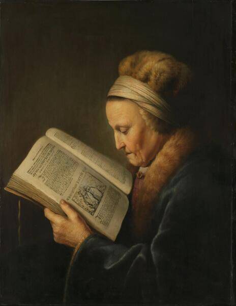 Геррит (Герард) Доу, «Старая женщина за книгой (Мать Рембрандта)», 1632 г.