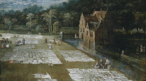 Ян Брейгель, Фламандский рынок и прачечная, фрагмент «Канал и дом у канала»