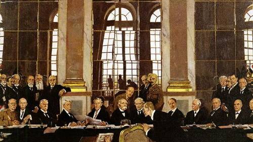 Подписание мира в Зеркальном зале Версальского дворца 28 июня 1919 года