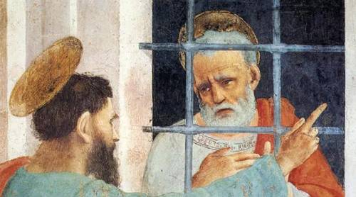 Филиппино Липпи, «Святой Петр посетил в тюрьме Святого Павла» (фрагмент)