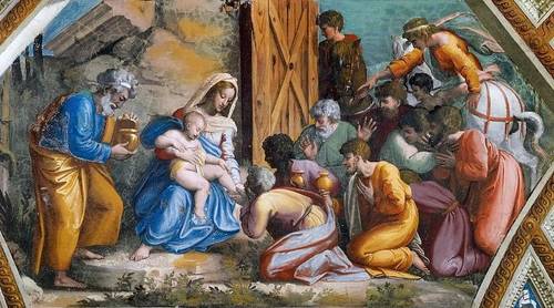 Рафаэль Санти, «Поклонение волхвов», фреска, 1519 г.